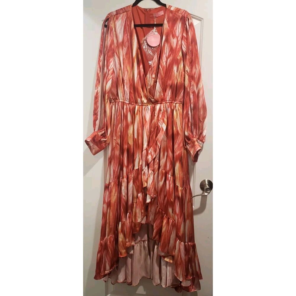 Lilly's Kloset Maxi‎ Dress, Slit Sleeves, Tiered Wrap Ruffle Hem 3XL Plus Size!